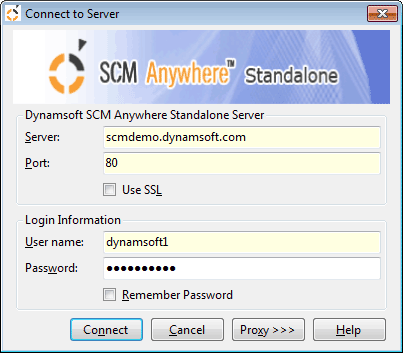 Connect to Server. SCM Anywhere Standalone - Software Configuration Management (SCM) Tool/System fully integrates Version Control, Bug Tracking & Build Automation