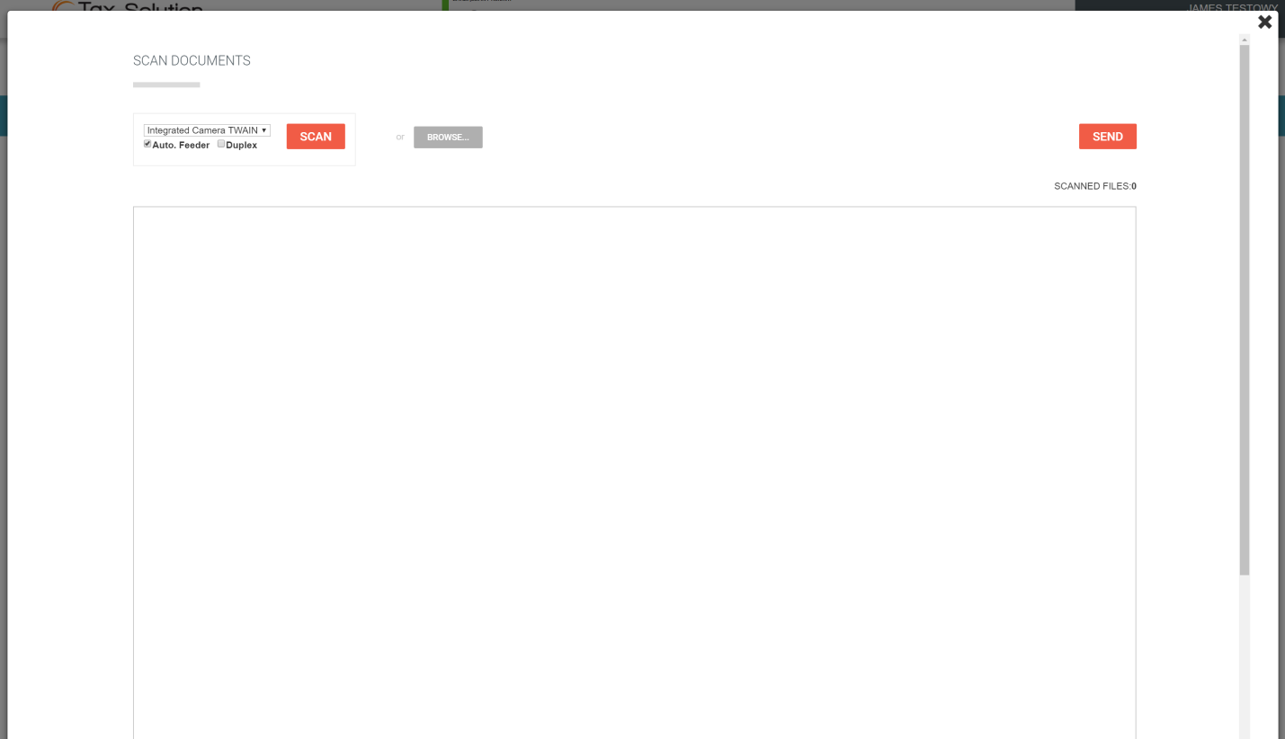 a Beta Version of the Tax Solution Application's Document Capture Page