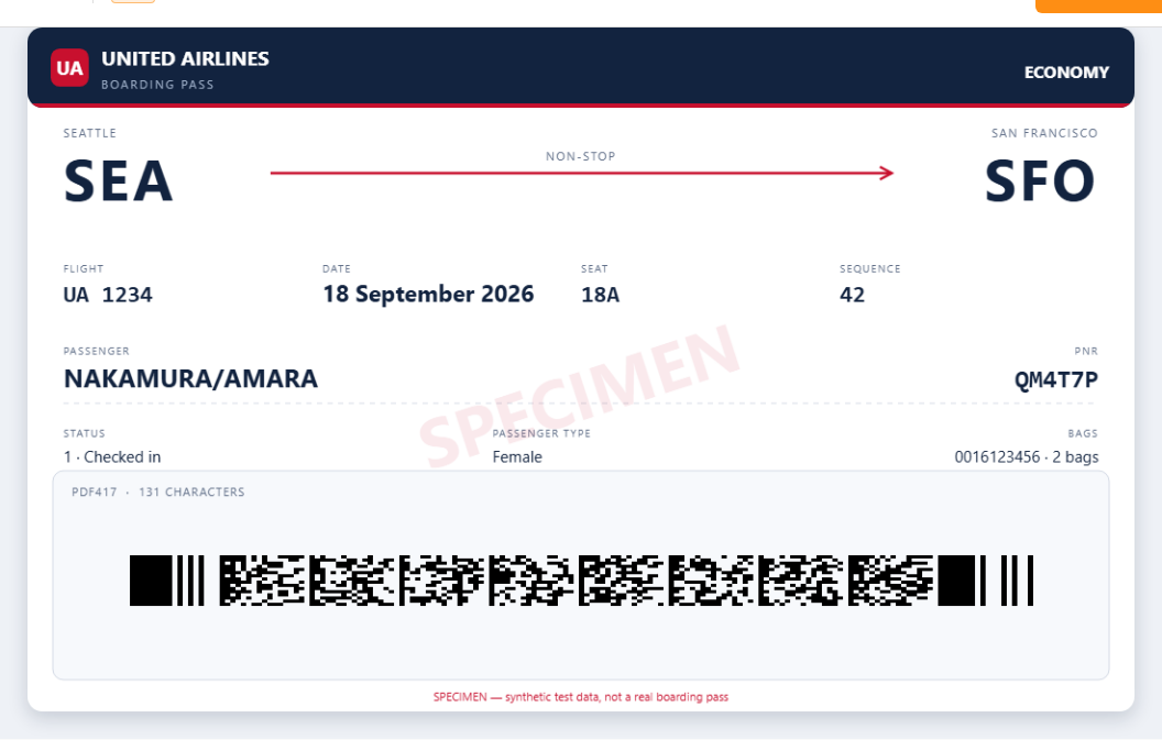 Free Online Boarding Pass Generator screenshot