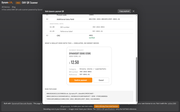 Free Online EMV QR Code Scanner screenshot