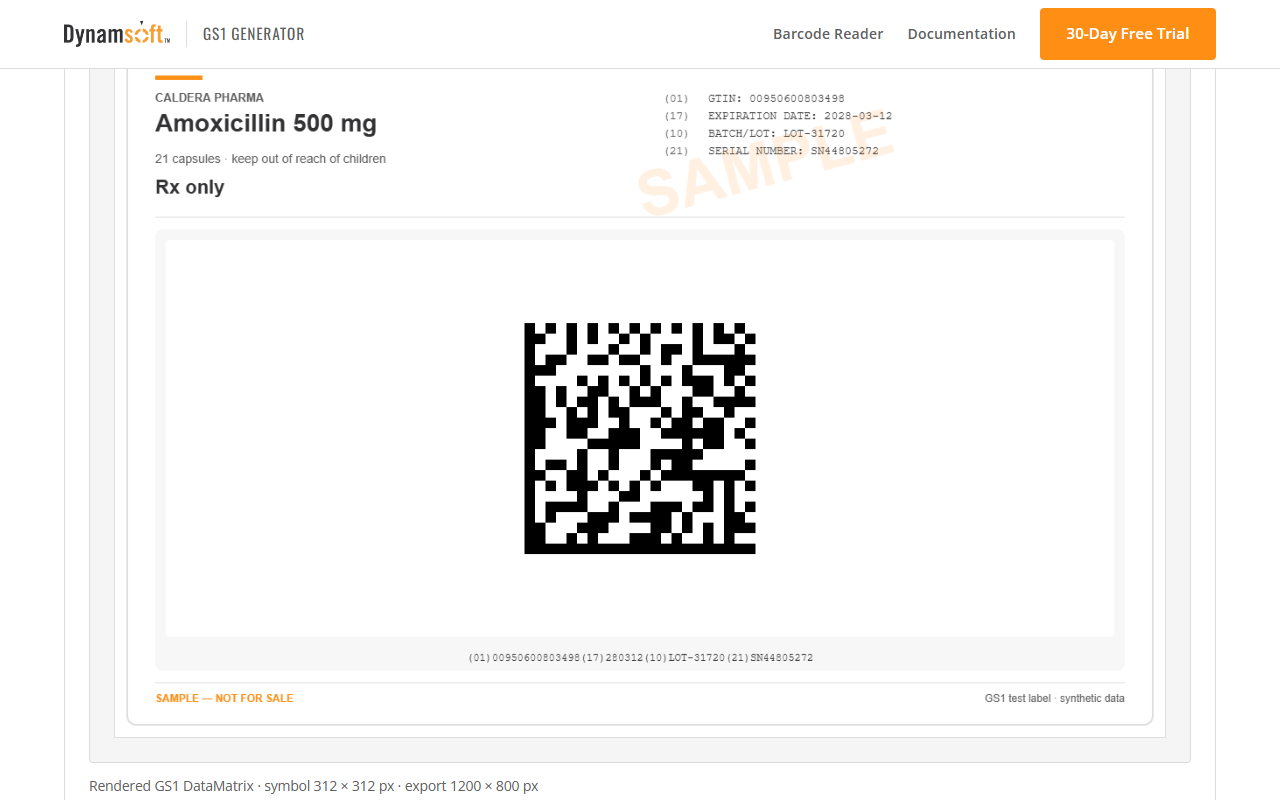 Free Online GS1 Barcode Generator screenshot