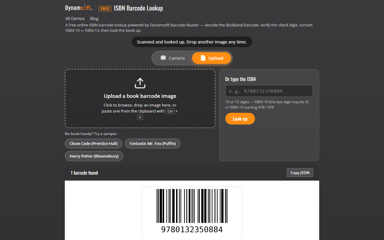 Free Online ISBN Barcode Lookup screenshot