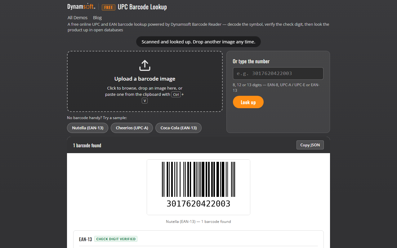 Free Online UPC Barcode Lookup screenshot
