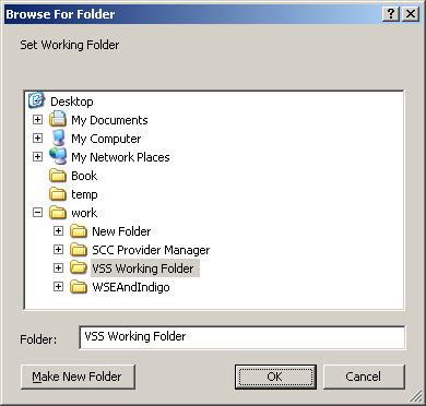 Set working folder dialog box in VSS 2005