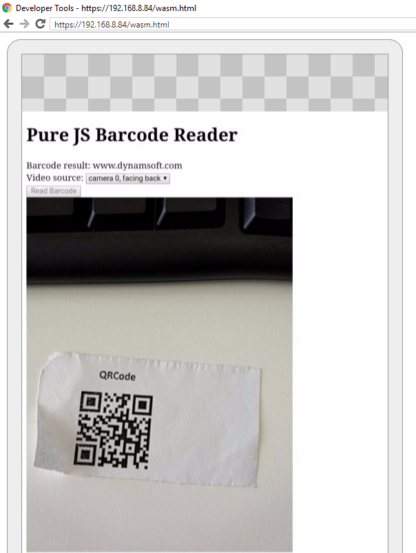 debug HTML5 barcode reader