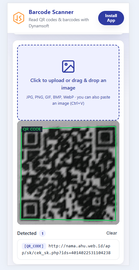 The PWA barcode scanner on a mobile device
