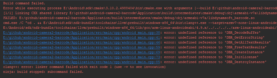 android ndk cmake error