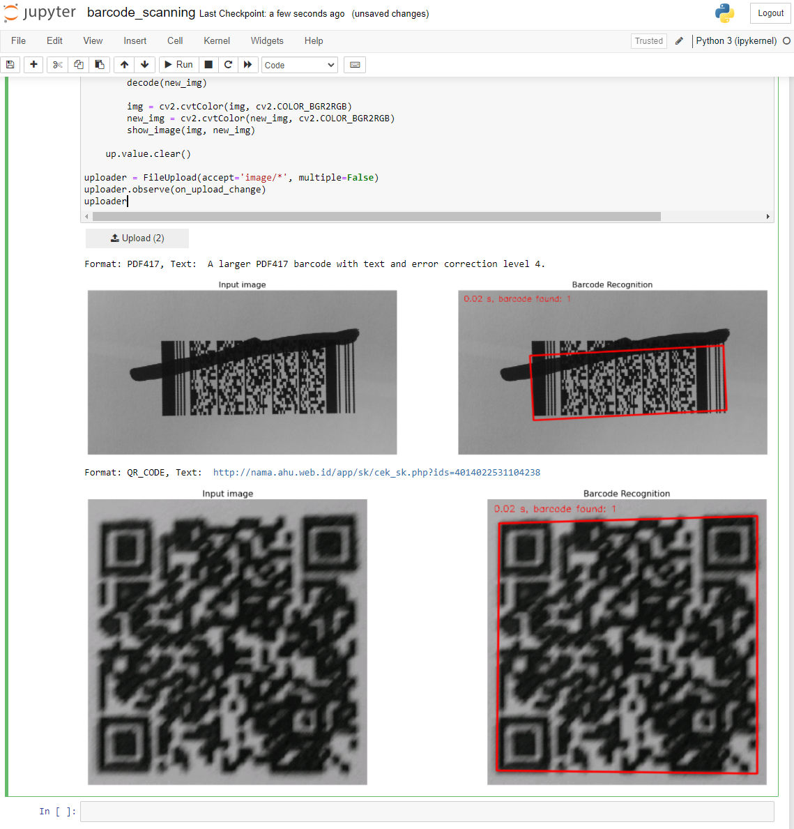 Scan barcodes in Jupyter Notebook