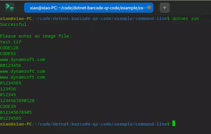 command-line .NET barcode and QR code reader