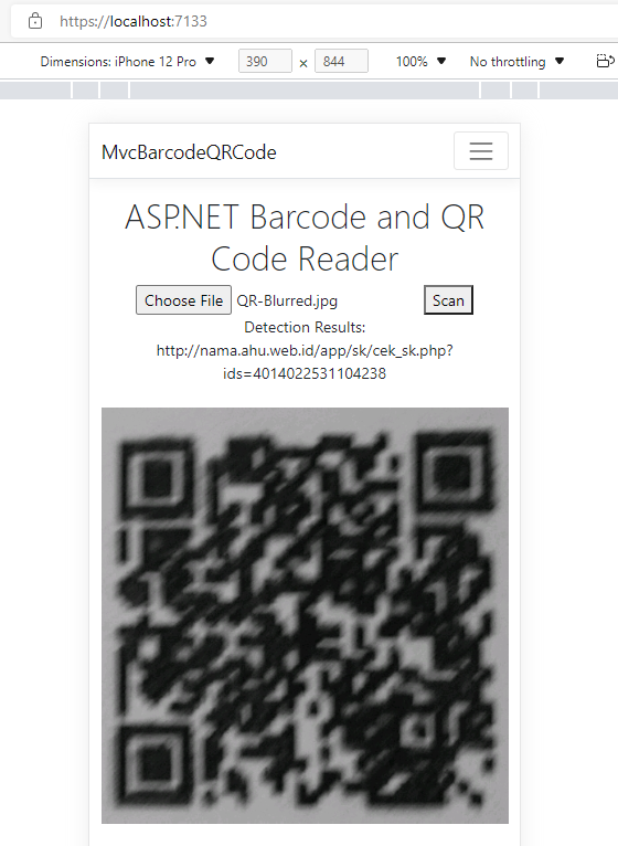 mobile barcode and QR code reader in HTML5 and ASP.NET