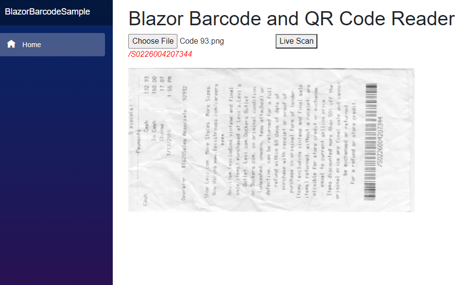 Blazor WebAssembly barcode and QR code reader