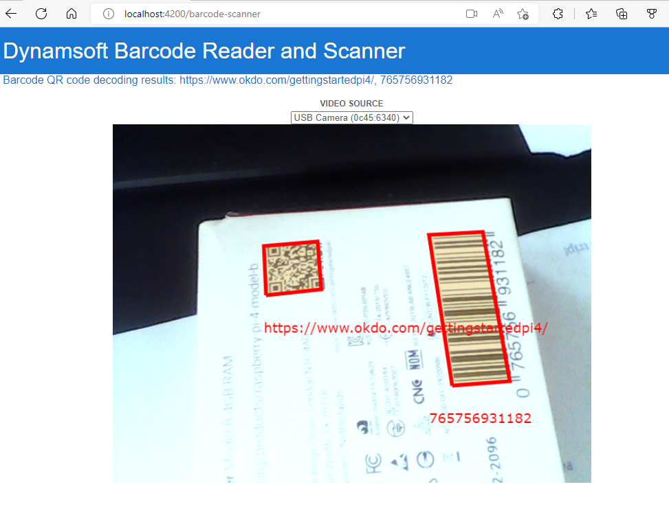 Angular barcode QR code scanner