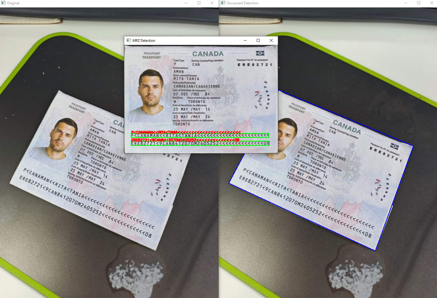 rotated passport mrz detection