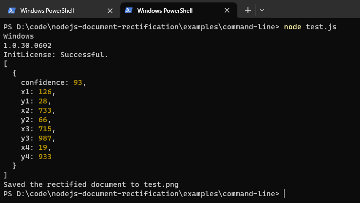 Node.js command line document rectification