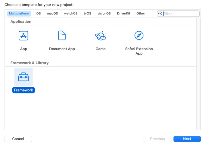 Create a new iOS Framework project in Xcode