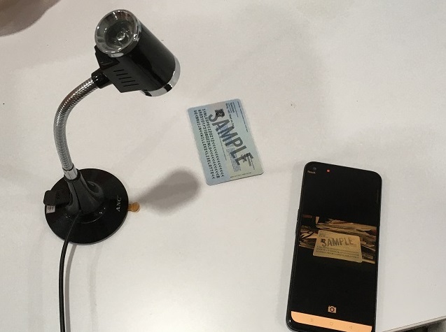 Android MRZ scanner reading a passport with a USB camera