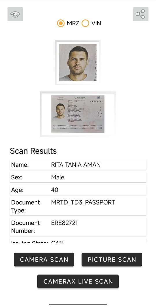 Android MRZ scanner app