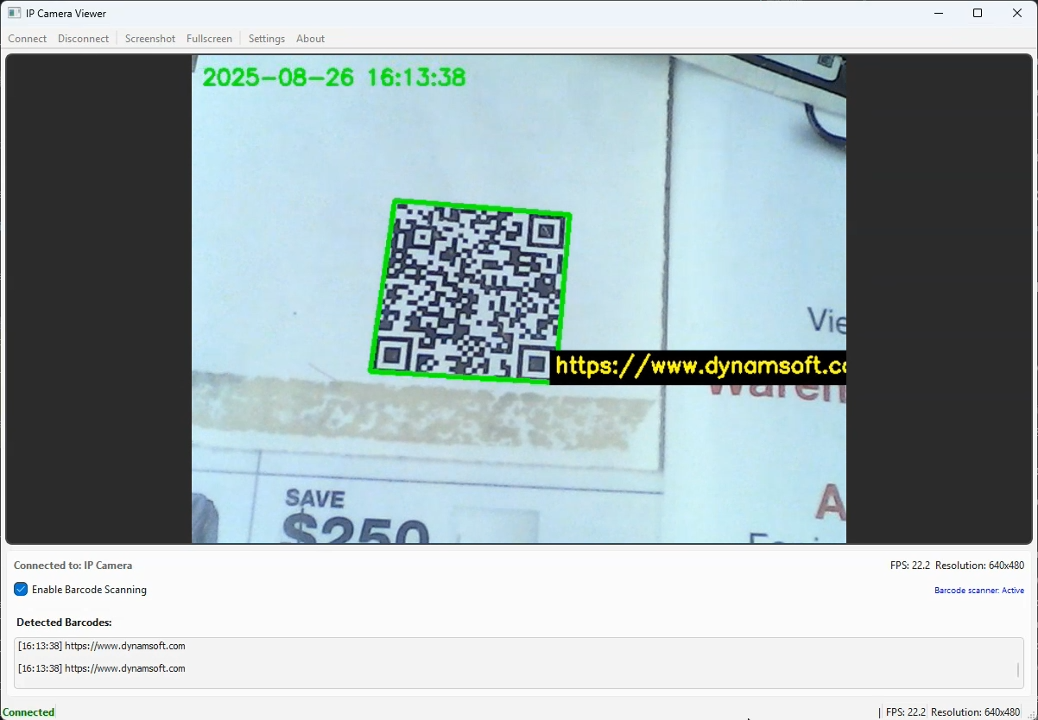 IP camera barcode scanner