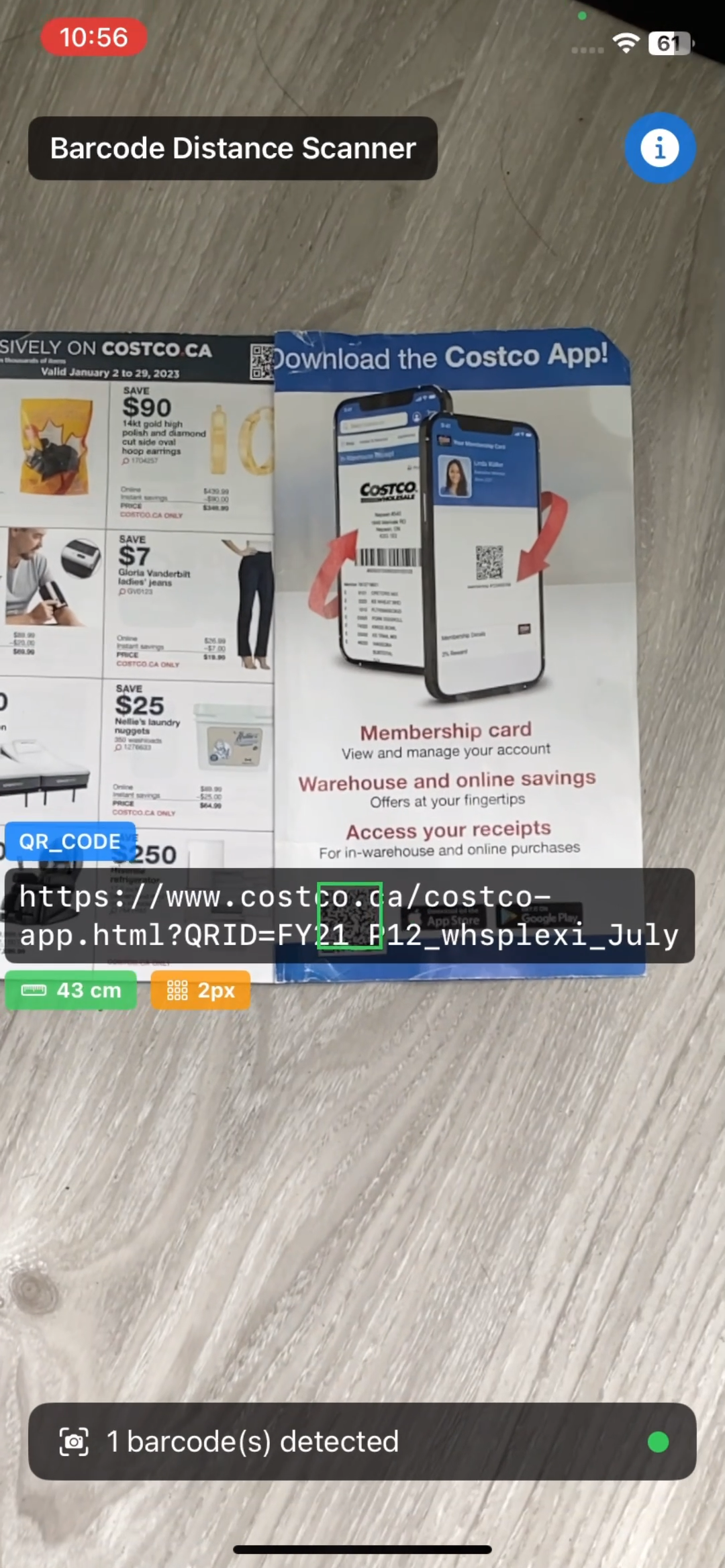 barcode scanning with distance and module size overlay
