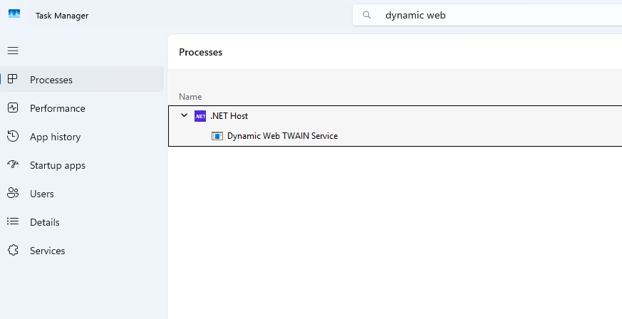 Web TWAIN Service in Task Manager