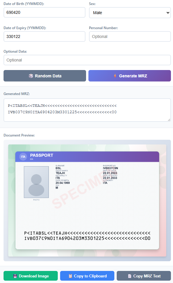 Chrome Extension for MRZ Generation
