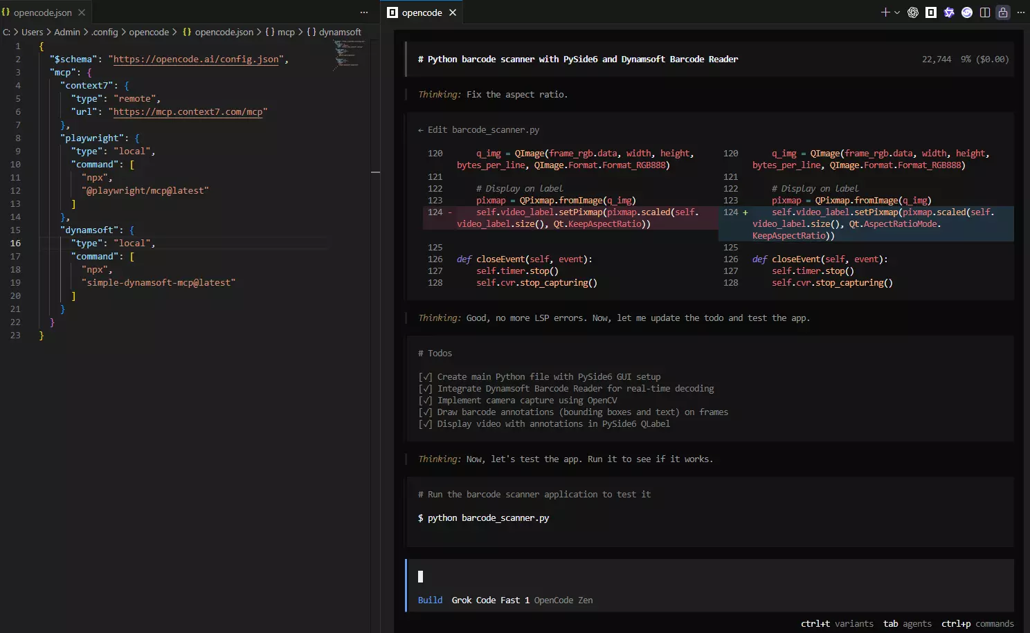 vibe coding with Dynamsoft MCP server
