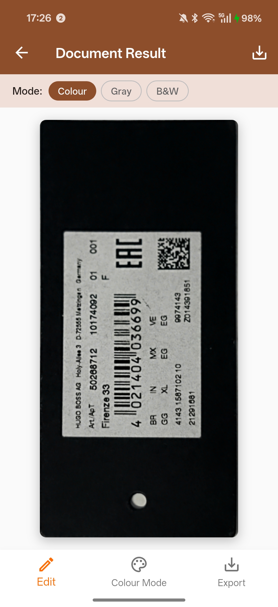 document scanner result page