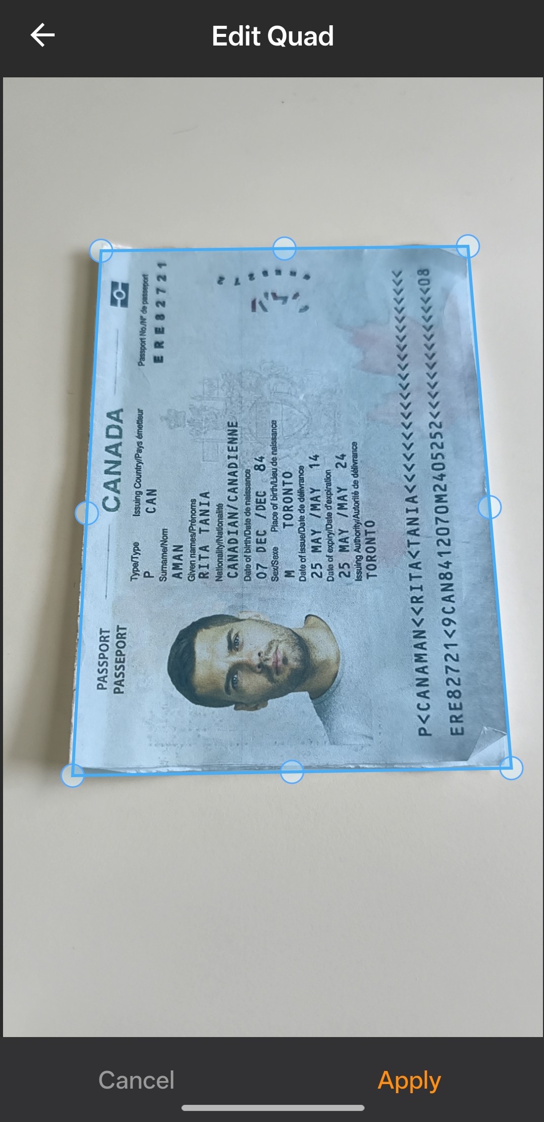 Flutter edit document quad