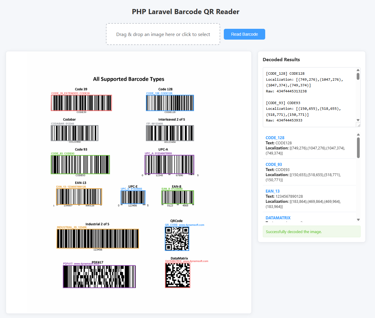 PHP Laravel Barcode QR Reader