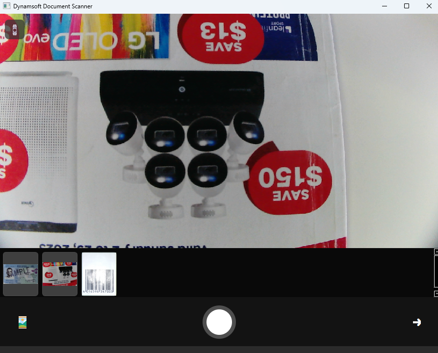 Camera capture view with document boundary overlay