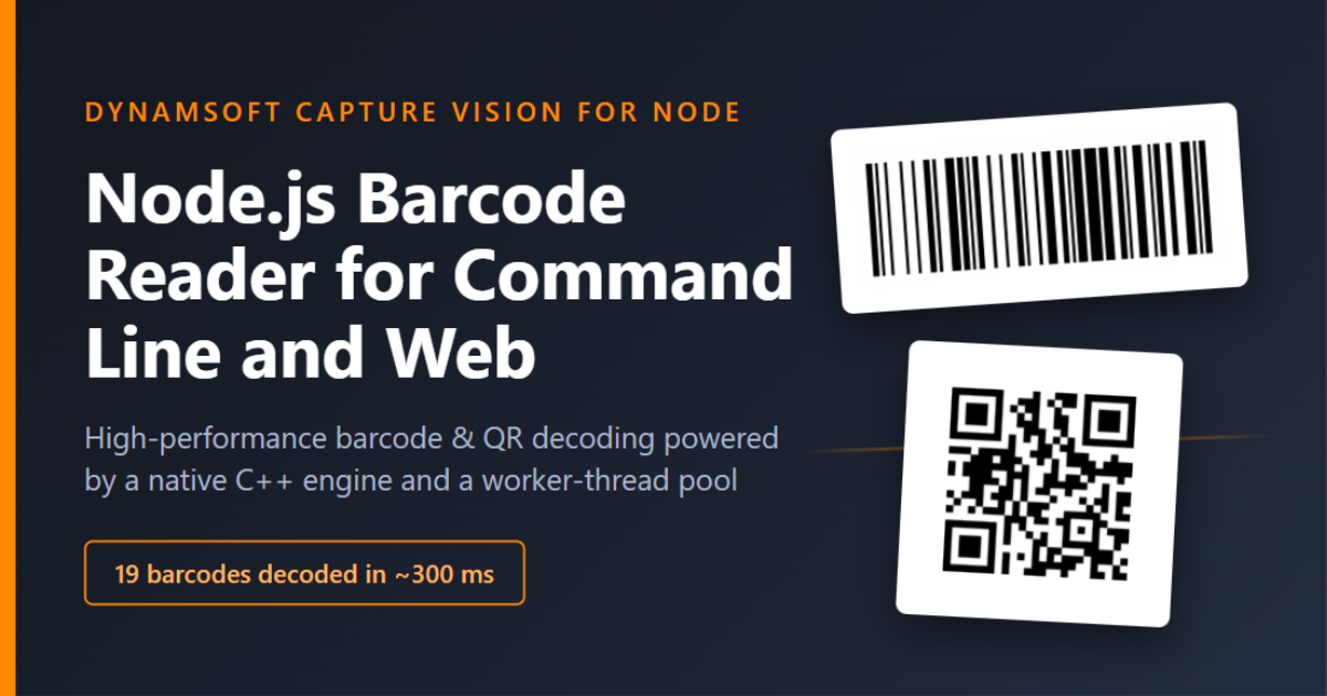 Node.js barcode reader for command-line and web applications