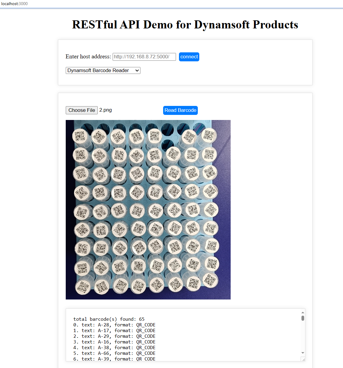 RESTful API batch scanning result