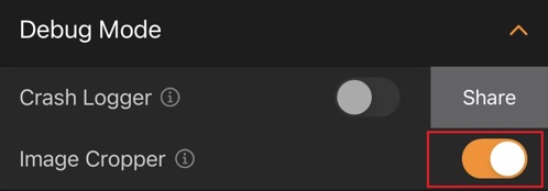 Image crop toggle on