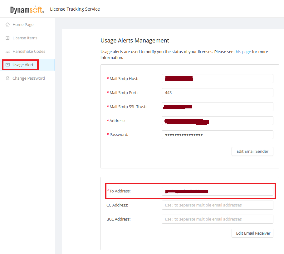 Configure recipients for notification on Self hosting