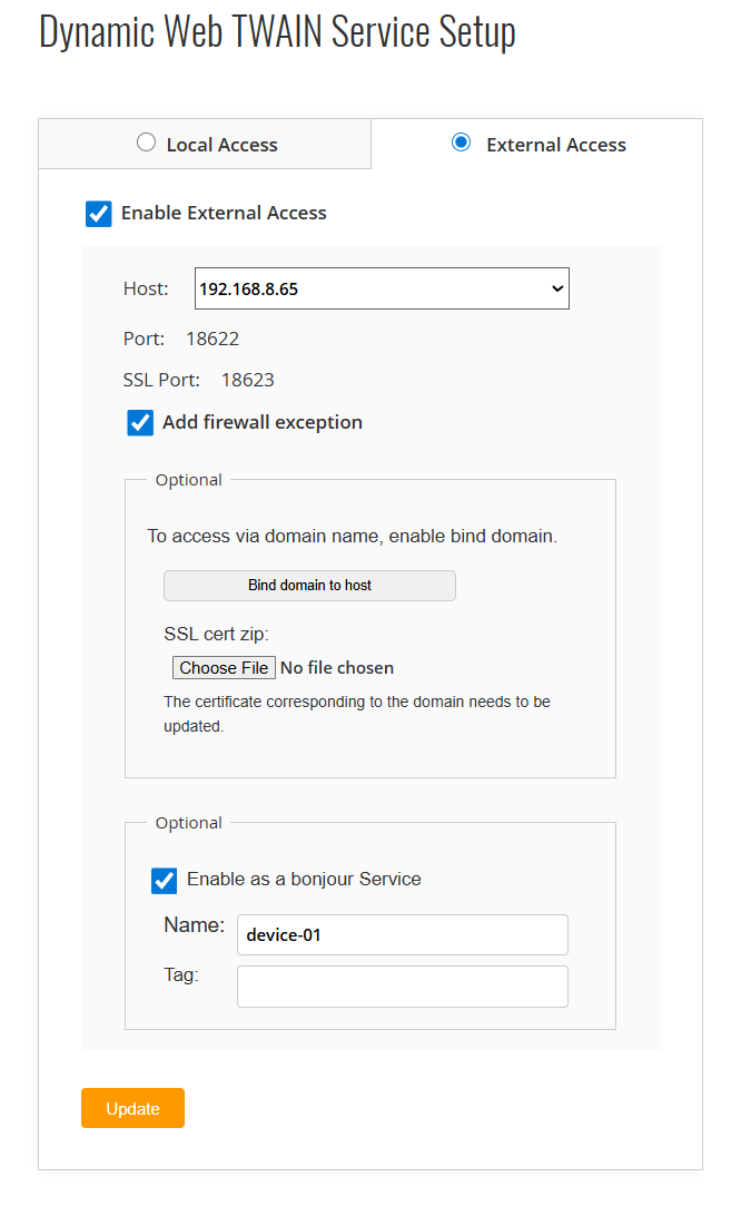 service configuration